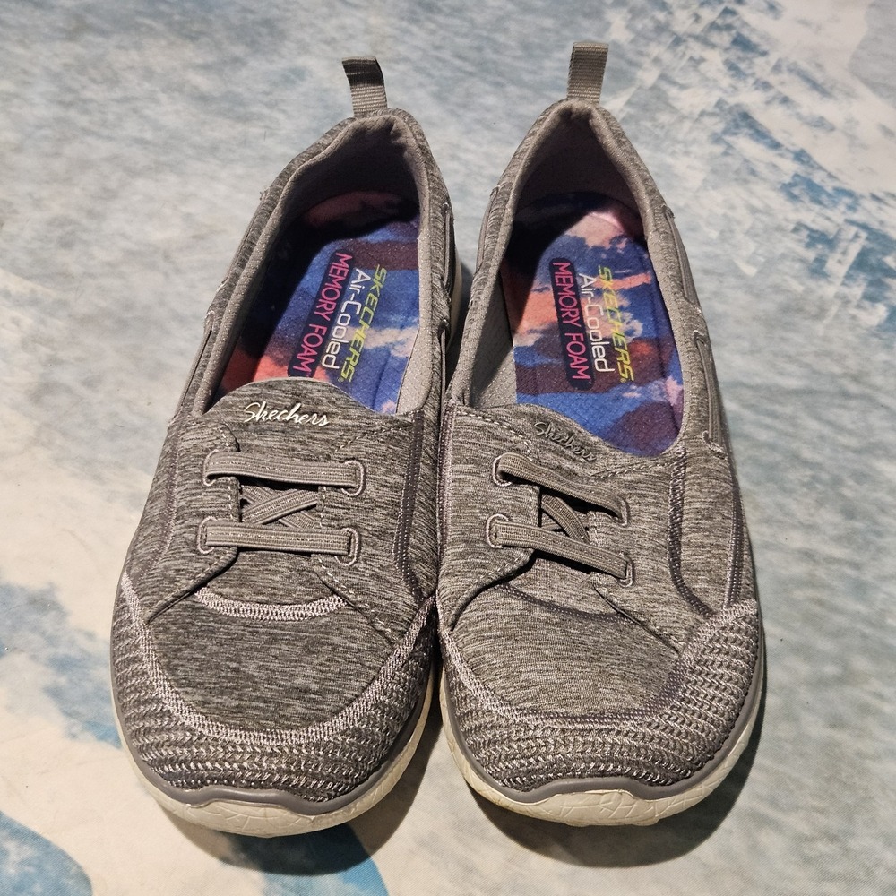 Skechers Women's Size 9 Gray Slip-On Shoes Air Cooled Memory Foam SN 23317